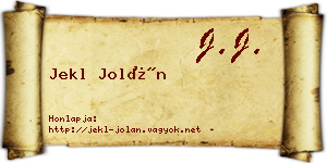 Jekl Jolán névjegykártya