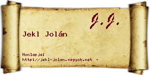 Jekl Jolán névjegykártya